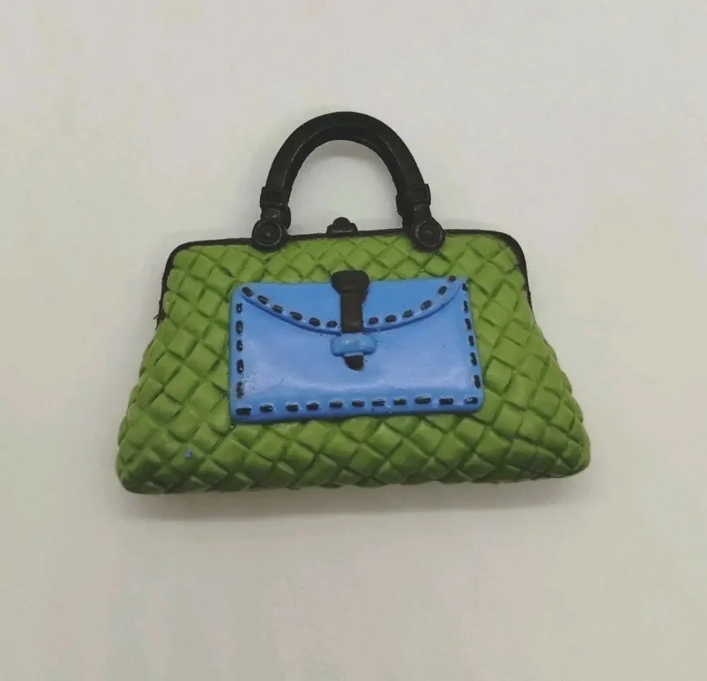 2005 Barbie My Scene Swappin' Styles Green Quilted Purse Bag Top Handle
